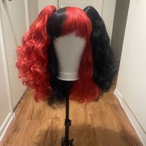 Red and Black Curly Wig